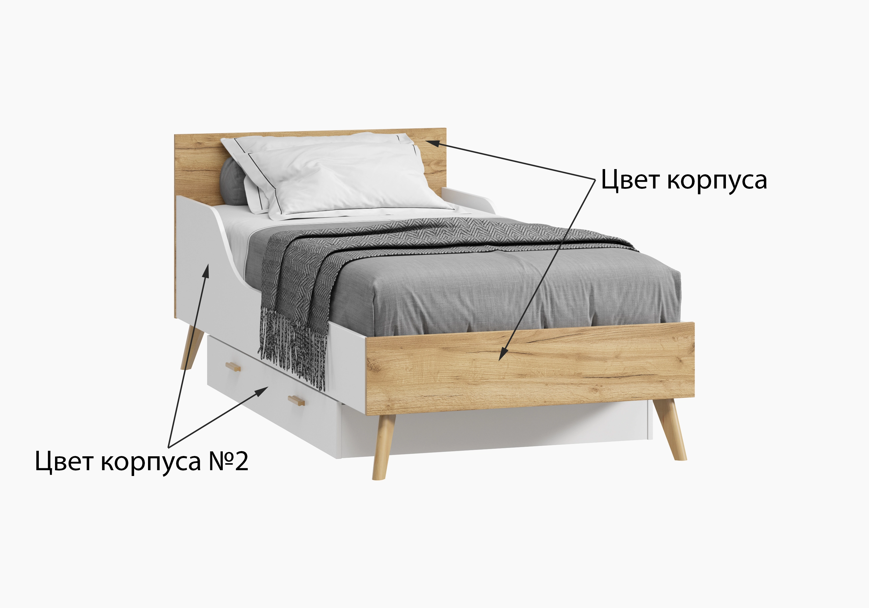 Детская кровать Скандивуд-900 с ящиком