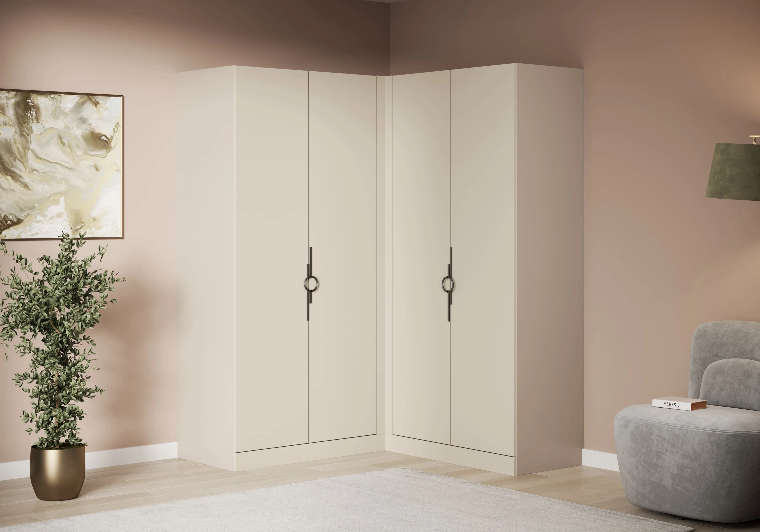 Распашной шкаф угловой Элавия-2-550 Премиум