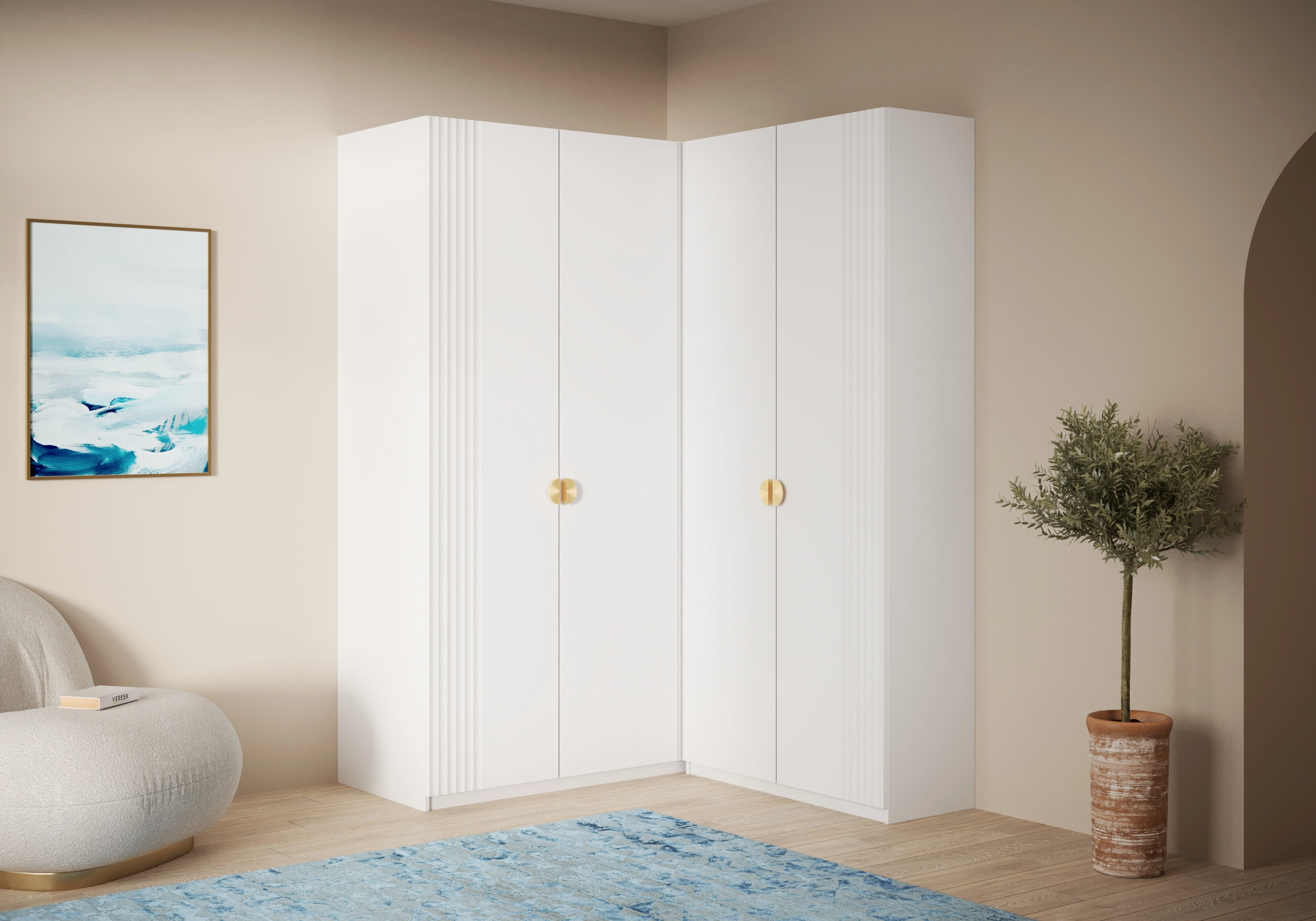 Распашной шкаф угловой Санторини-400 Лайф