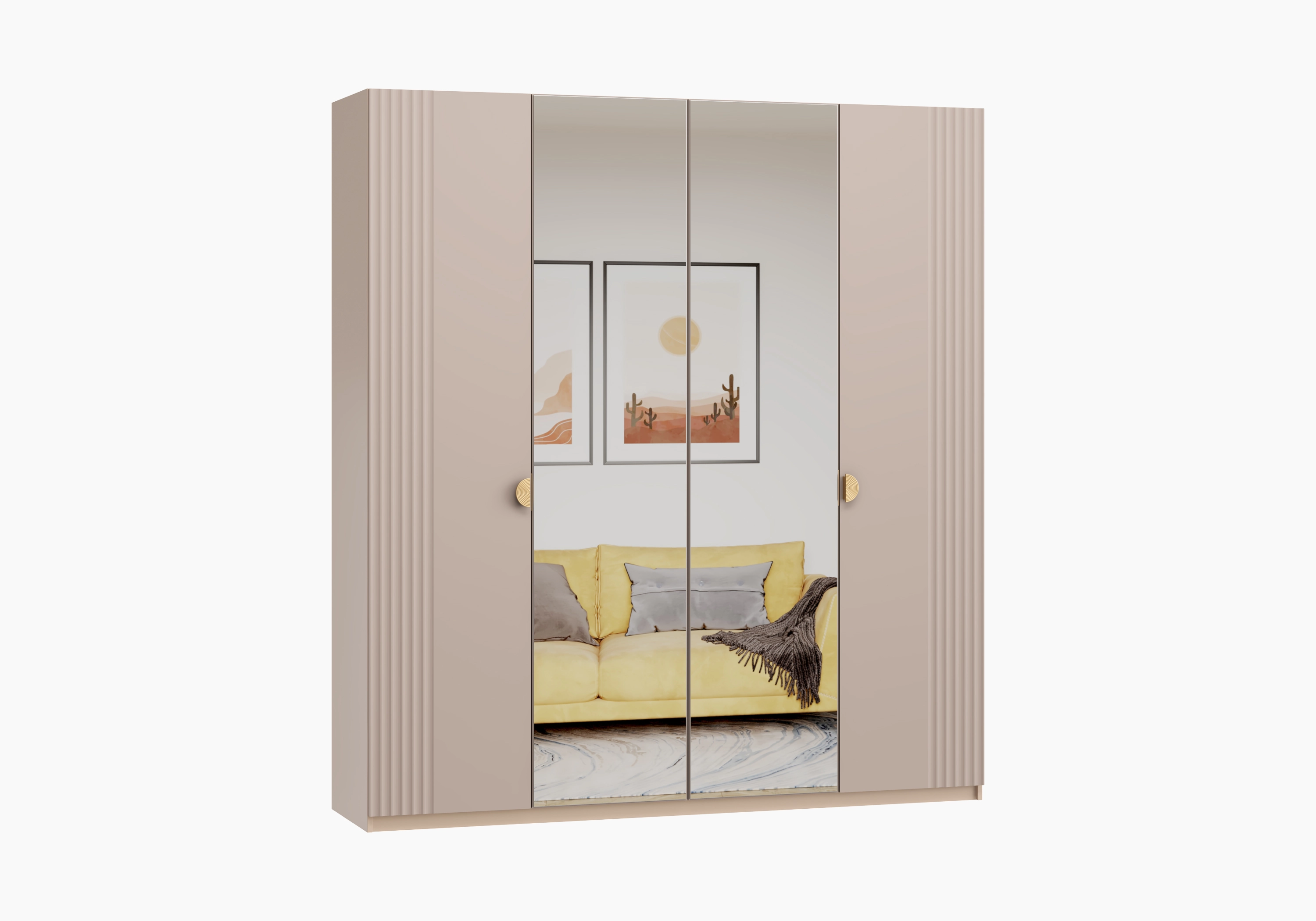 Распашной шкаф Санторини-4 Лайф с зеркалом