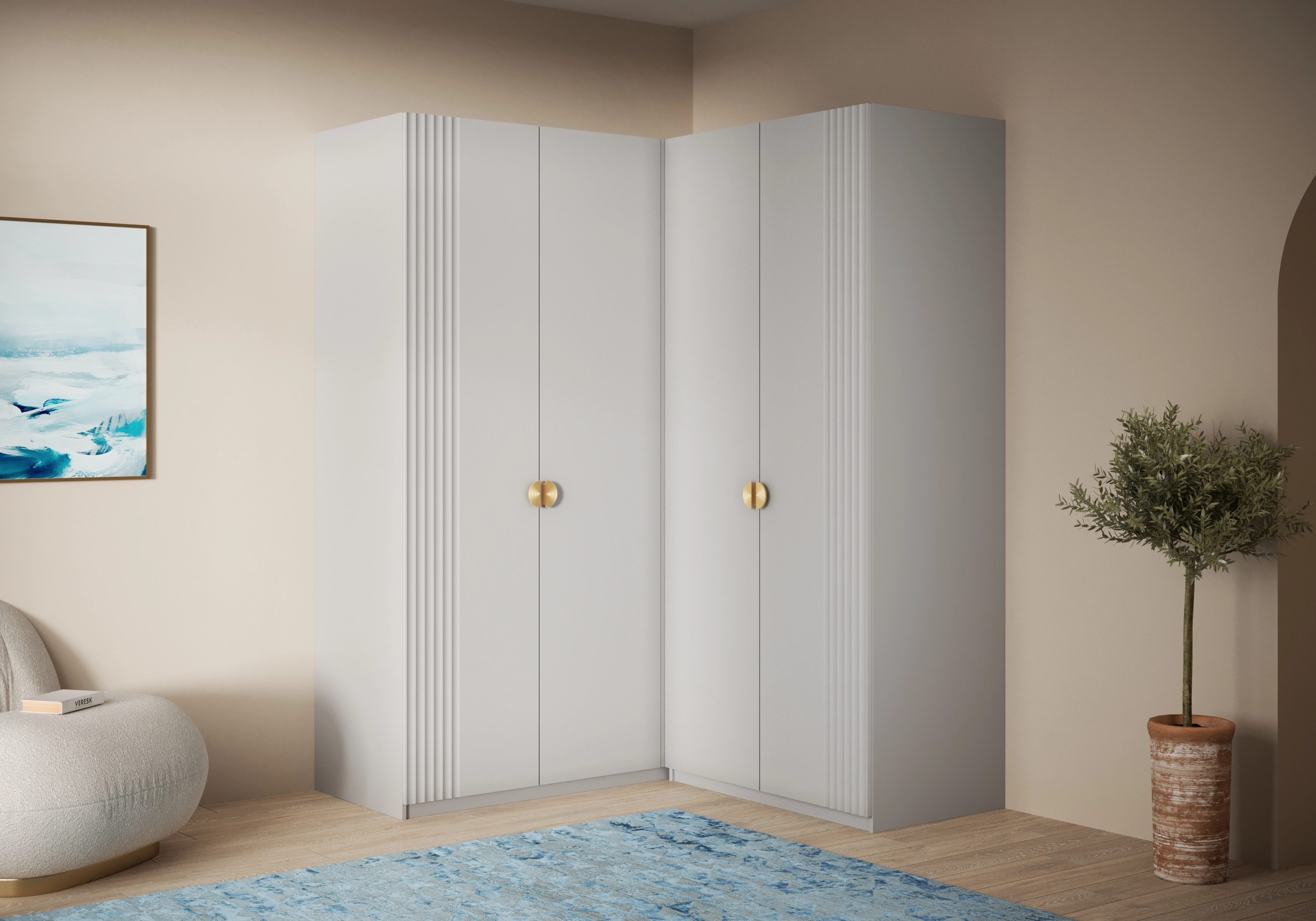 Распашной шкаф угловой Санторини-600 Лайф