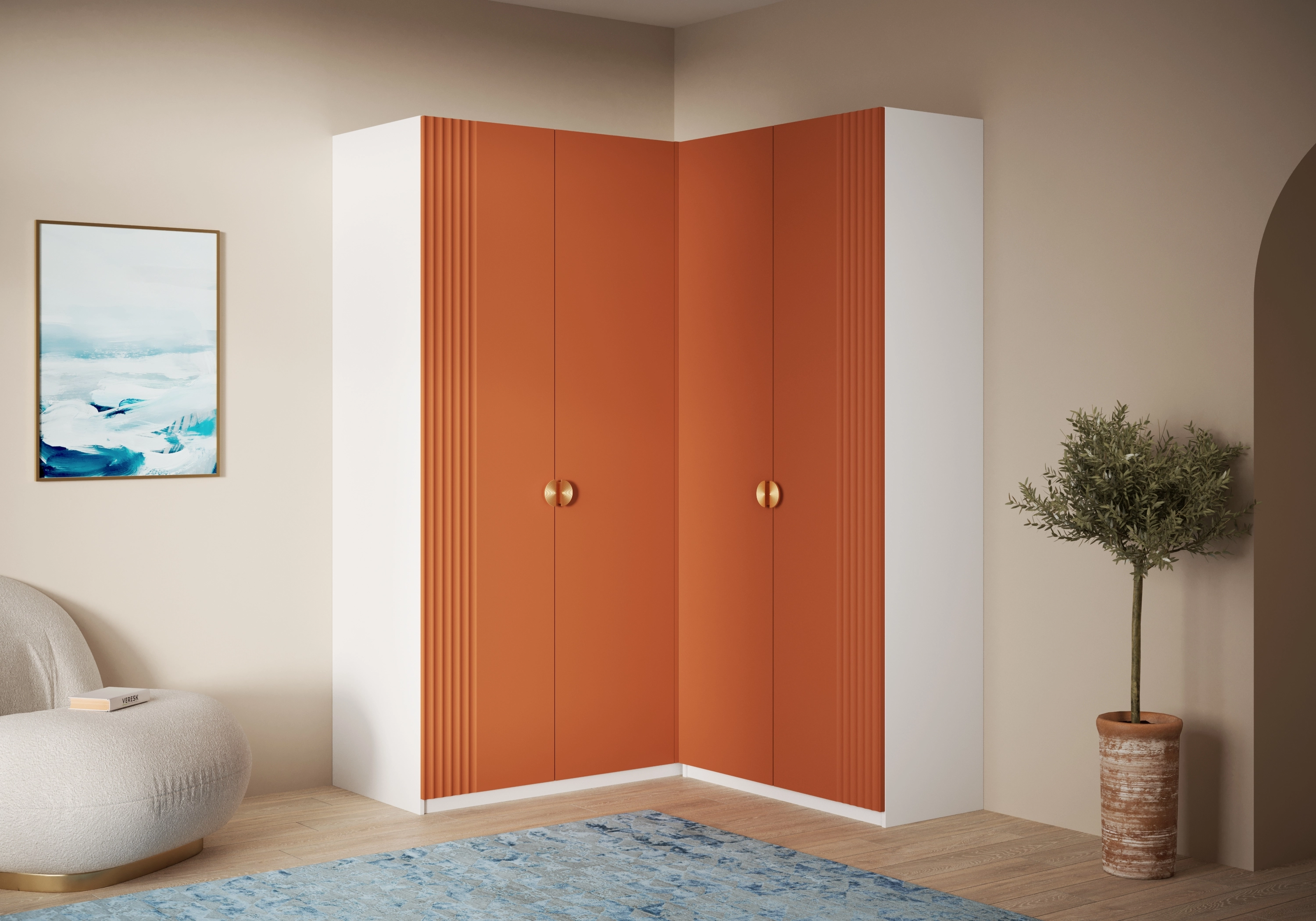 Распашной шкаф угловой Санторини-450 Лайф