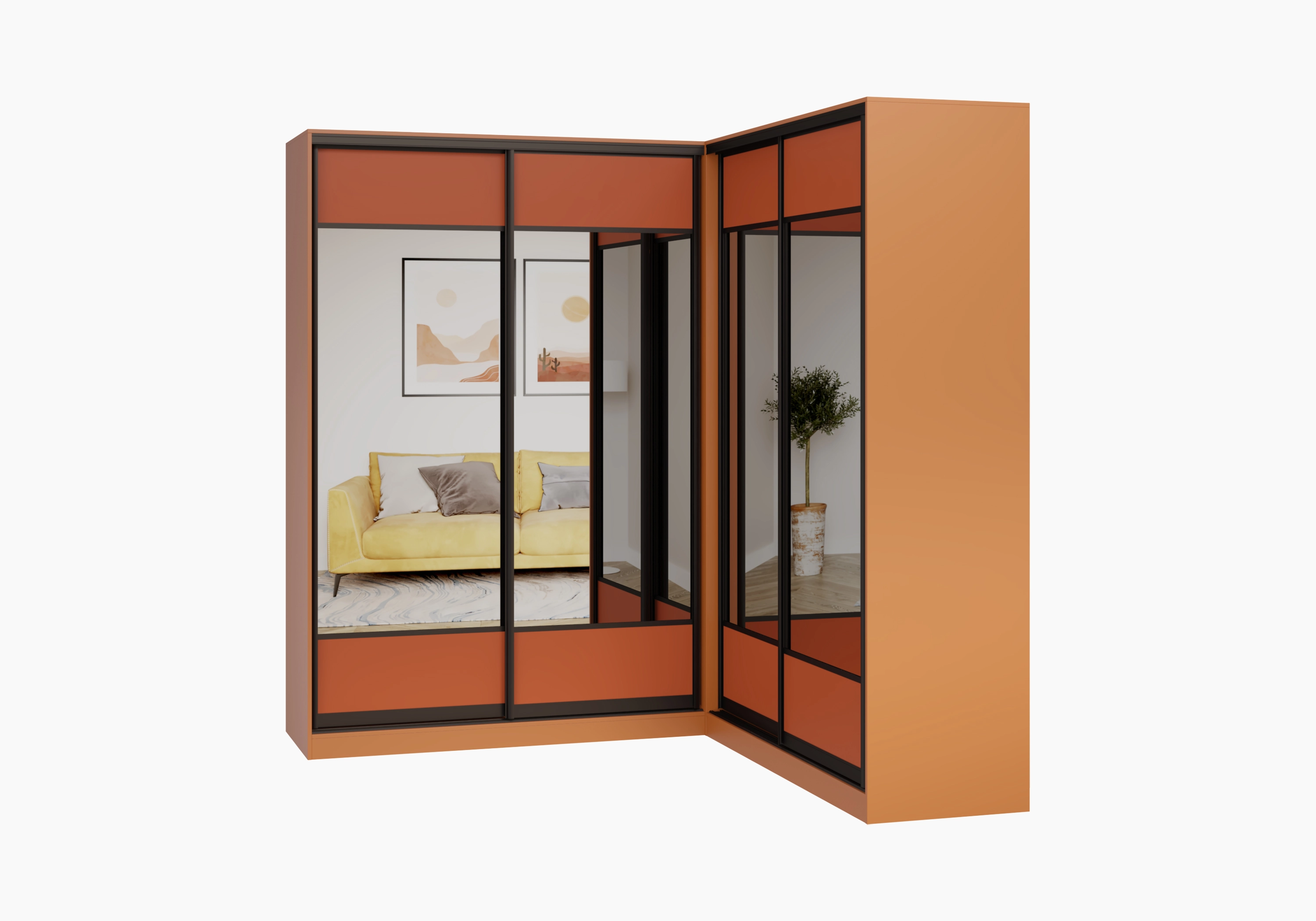 Четырехдверный шкаф-купе Борден-6-1 2200 Премиум